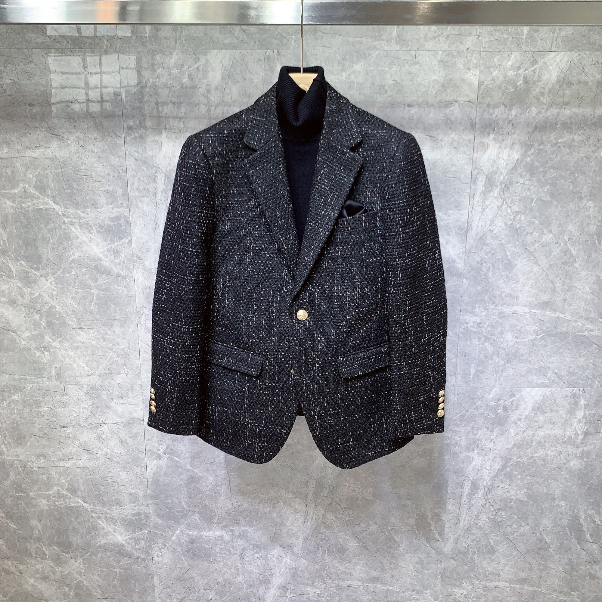 British light and familiar style ins trend slim suit jacket men's Korean version of the handsome casual single suit thickened top