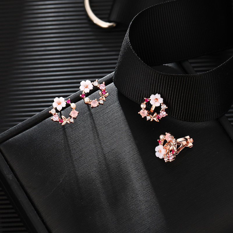 Super Fairy Flower Nails Precious Korean Tea Series Net Red Bar Earring Mosquito Disc Without Ear Holes