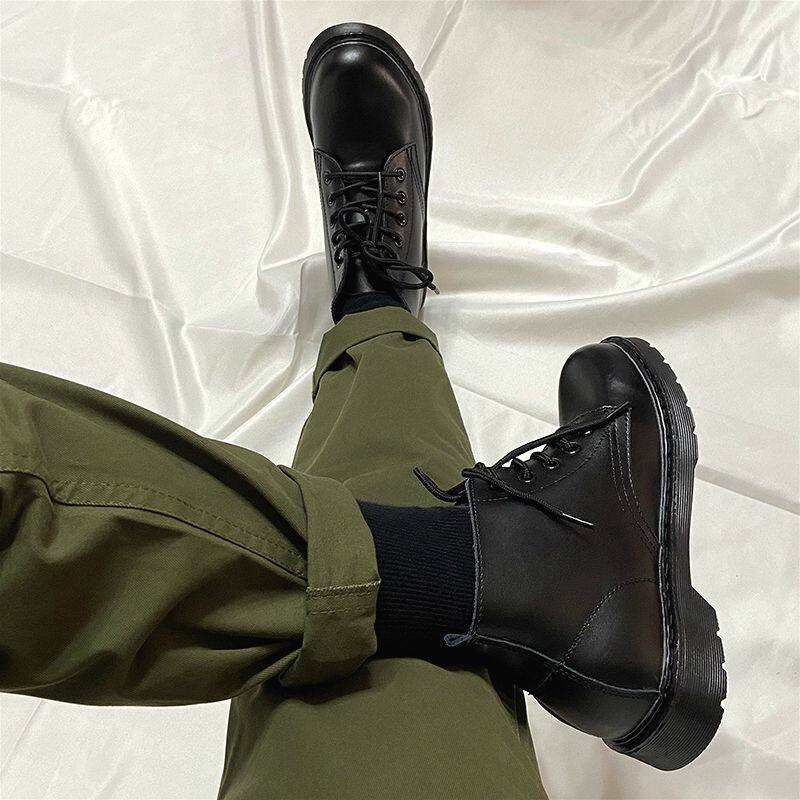 Genuine leather Martin boots Men's 2022 Summer new high cylinder breathable Inlenty wind tooling midbarrel leather shoes handsome gas locomotive boots