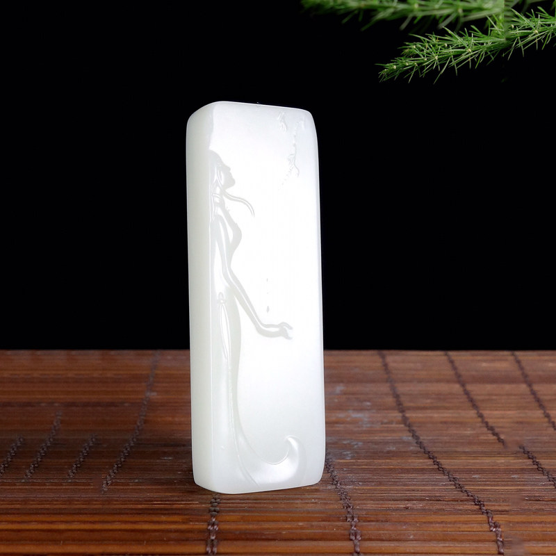 Xinjiang Hetian White Jade Pendant Peerless Beauty Pendant Beauty Slim Jade Brand Men and Women Jade Pendant 18 4g