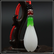  Xinjiang Hetian Kunlun White Jade Orchid Pendant Hetian Jade pendant Jasper Female necklace White jade Orchid jade pendant