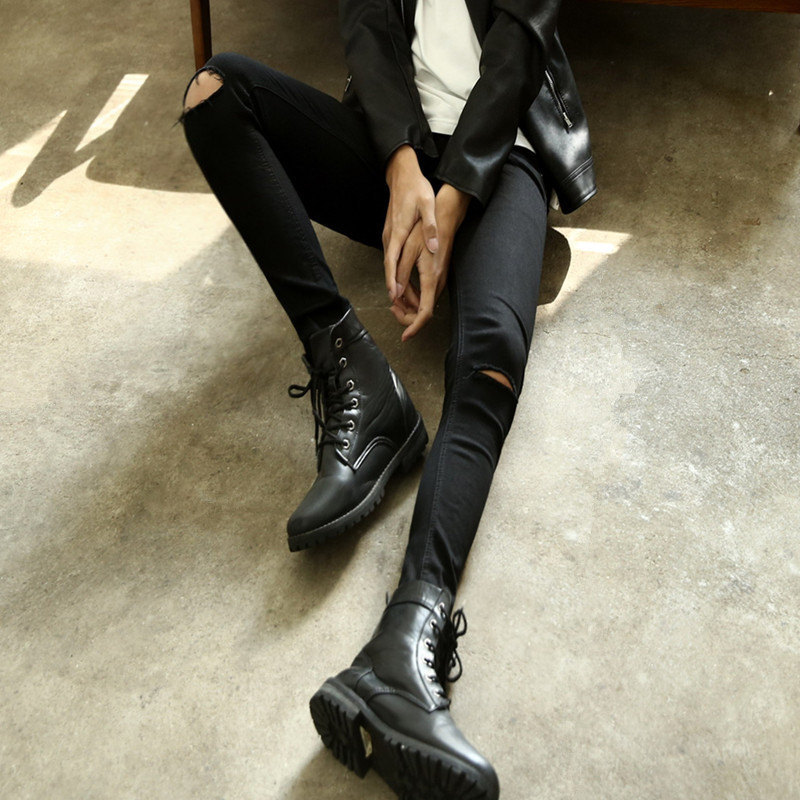 Summer Thin High-Stretch Skinny Pants Black with Ripped Knees Slim-Fit Jeans Trendy Men's Distressed Pencil Pants