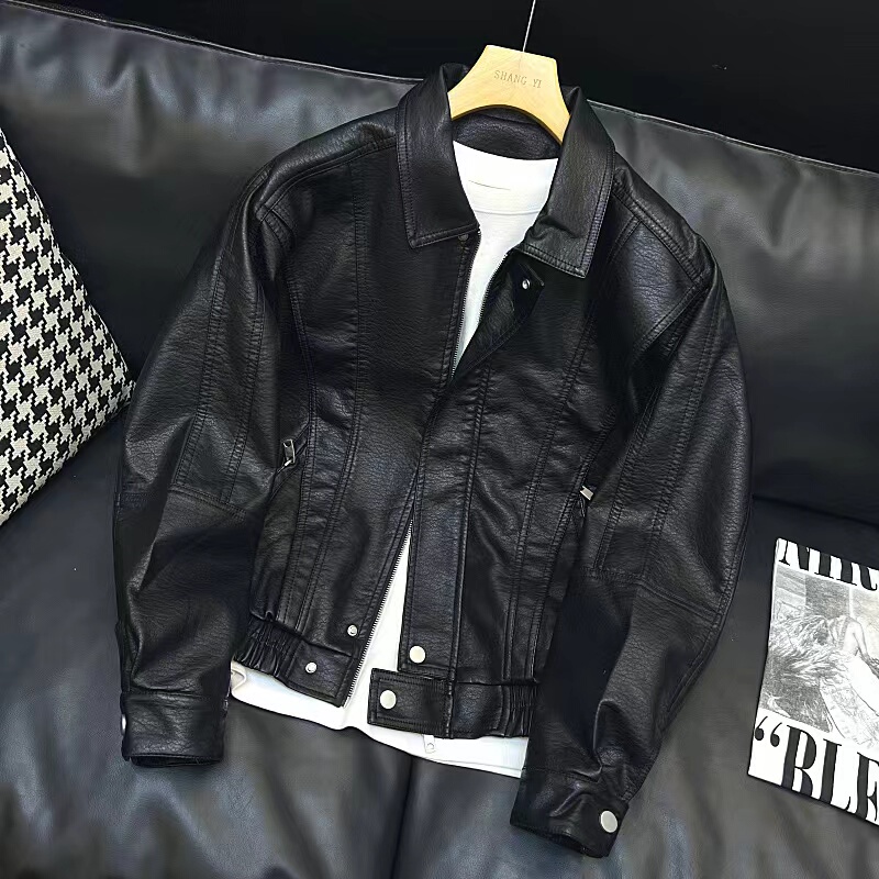 Handsome Guy's Slightly Oversized Versatile Leather Jacket Men's Coat 2025 Autumn and Winter Fashion Trendy Pu Leather Jacket