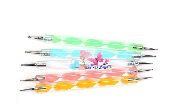 Dụng cụ làm móng tay điểm hoa bút chấm bút kéo bút đôi đầu móc bút xoắn ốc khoan điểm bút 5 bộ bút - Công cụ Nail bộ làm móng