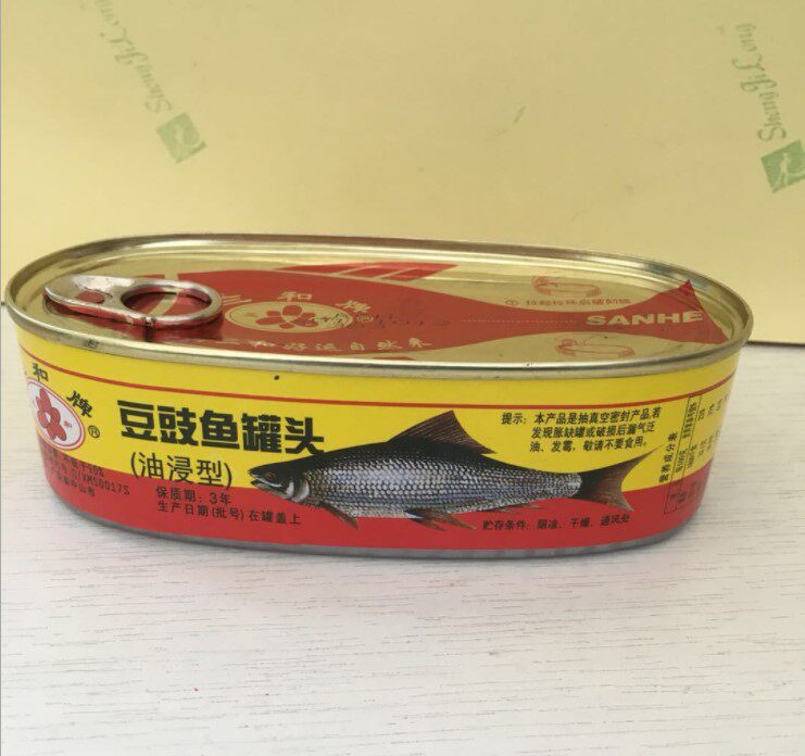 Sanhe brand tempeh fish canned iron box oil-soaked canned bibimbap mixed with porridge and fish 155g from 5 boxes