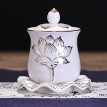 Lotus offering cup Offering Buddha Cup Holy water Ceramic water purification cup Buddha Utensils Buddha front Guanyin Water Cup Buddhist Supplies Marriage Tribute Cup
