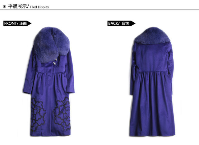 ສ່ວນຫຼຸດ 1.10% ຂອງ MaxStudio Diudiu wool cashmere skirt style coat blue purple fox fur collar women winter njx