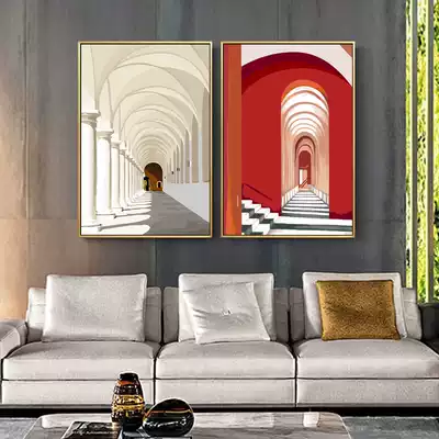 Space diy handmade digital oil painting Oil painting Nordic modern light luxury living room entrance decoration painting Architectural landscape