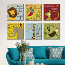 Cartoon digital oil painting oil color painting Amazon forest diy self painting animal elephant monkey lion decoration painting