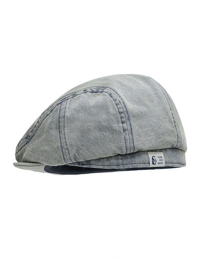 THE HOBOO Japanese original reverse beret women's spring and summer denim forward hat men's all-match newsboy hat