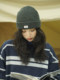 THE HOBOO original small mountain logo wool hat for women autumn and winter knitted Baotou hat for men Japanese style warm and cold hat
