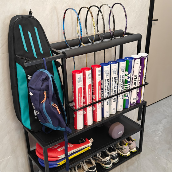 Multi-layer sports equipment storage rack badminton racket shoe storage cabinet home tennis racket punch-free storage rack