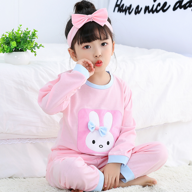 Cute Girl Sleepwear Long Sleeve Spring Autumn Princess Girl Suit Pure Cotton Summer Kid Little Baby Children's Home Clothes