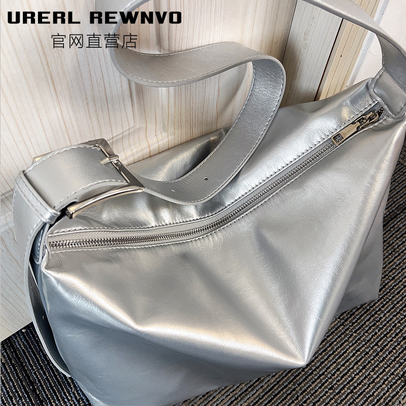 URERL REWNVO Silver Soft Leather Tote Bag for Women 2026 New Arrival Large Capacity Commuter Crossbody Bag - Thumbnail 4