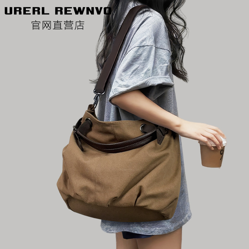 Urerl Rewnvo Canvas Tote Bag for Women 2025 New Large-Capacity Canvas Crossbody Bag Commuter Large Shoulder Bag