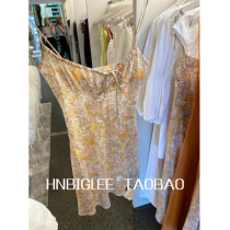  HNBIGLEE HOLIDAY fairy series~Orange small rose SILK print SEXY SUSPENDER bandeau DRESS