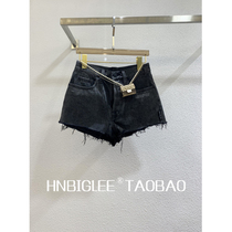 Self-line old Tun daily~GAO quality original control to do old burrs high waist thin denim shorts female special~