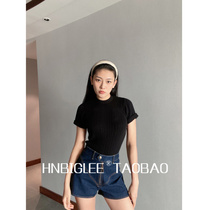 HNBIGLEE is thin and absolute~21 summer daily just need pocket patch leather stitching soft elastic denim shorts for women