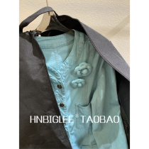  Color beauty burst~High face value carved gold buckle heavy washing Baby Blue thin casual denim jacket