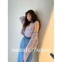 (50% off clearance will not be returned)Candy color mixed line knitted cardigan short coat special~
