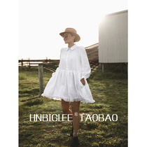 HNBIGLEE PRINCESS GAS NATURAL LINEN AGE-REDUCING DOLL RUFFLE CASUAL LONG SLEEVE SHIRT DRESS