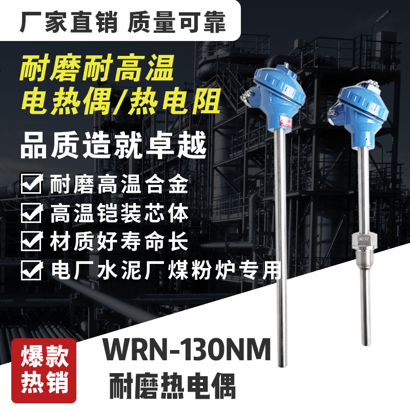 Cement Plant Power Plant Vulcanising Bed K Type High Temperature Wear Thermocouple WRN-131NM 331NM Wearable thermocouple