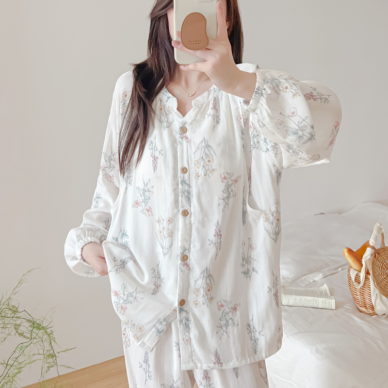 Bamboo Cotton Confinement Clothes, Thin Maternity Home Clothes, Bamboo Fiber Sweat-Absorbent and Breathable Maternity Pajamas, Postpartum Feeding Clothes