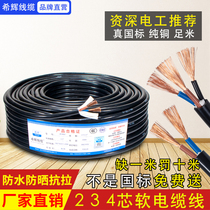 National standard pure copper core power cord 2 3 4 core rvv1 0 1 5 2 5 6 square 0 5 monitoring soft sheath wire