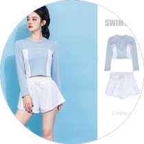 Split swimsuit womens summer 2024 new slimming belly-covering conservative swimming pool special long-sleeved sports swimwear for women