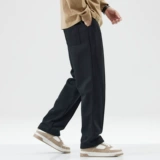 Демисезонные утепленные спортивные черные штаны, оверсайз, на шнурках, свободный прямой крой