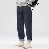 Демисезонные темные джинсы, ретро повседневные брюки, свободный прямой крой, в американском стиле, большой размер