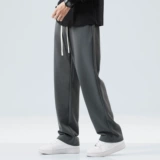 Черные весенние спортивные штаны для отдыха, тренд сезона, в американском стиле, свободный прямой крой, на шнурках