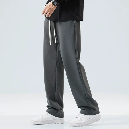 Черные весенние спортивные штаны для отдыха, тренд сезона, в американском стиле, свободный прямой крой, на шнурках
