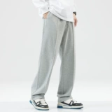 Демисезонные утепленные спортивные черные штаны, оверсайз, на шнурках, свободный прямой крой