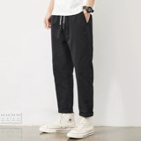 Летние тонкие хлопковые спортивные штаны, свободный прямой крой, большой размер