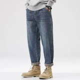 Демисезонные темные джинсы, ретро повседневные брюки, свободный прямой крой, в американском стиле, большой размер