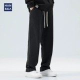 Черные весенние спортивные штаны для отдыха, тренд сезона, в американском стиле, свободный прямой крой, на шнурках
