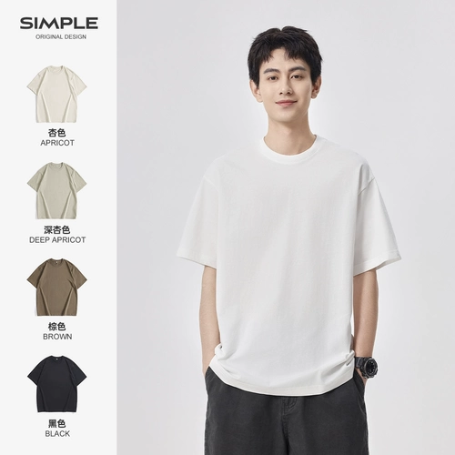 Хлопковая летняя тонкая цветная приятная телу футболка с коротким рукавом, в американском стиле, круглый воротник