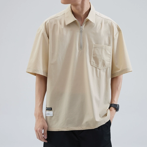 Шелковая футболка polo, летняя быстросохнущая рубашка для отдыха, в американском стиле, свободный крой