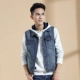 Hansca Hanska Mùa xuân và mùa thu cotton denim vest nam Không tay áo vest vest vest vest giản dị áo khoác nam thu đông