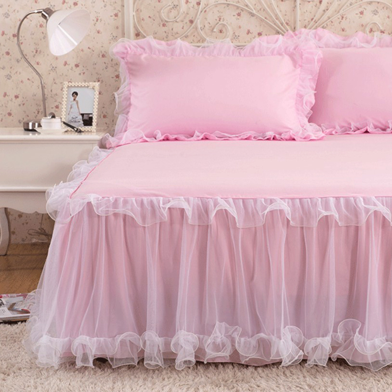 New Lace Bed Skirt Three-Piece Set Princess Style Bed Cover Thickened Mattress Non-Slip Bed Cover Full Wrap Bed Sheet Single Piece
