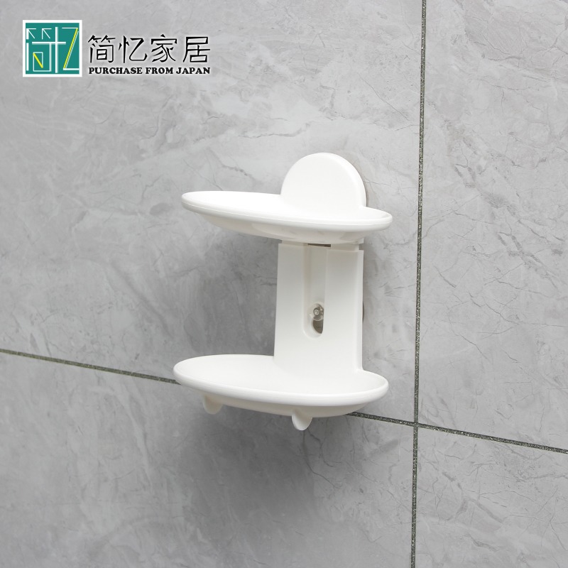 Japan imported SANADA suction cup double-layer soap rack double-grid drain soap box bathroom soap box