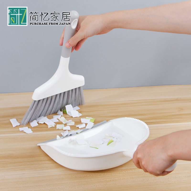 Japan imported desktop broom set plastic long handle dustpan office home thickened small bucket cleaning supplies