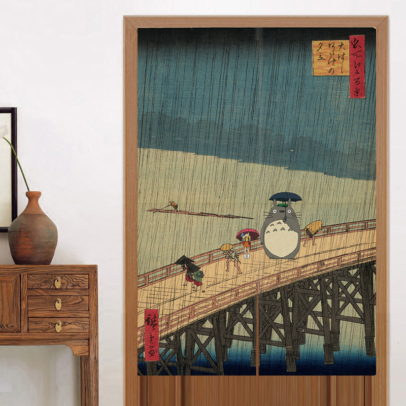 Japanese-Style Anime Door Curtain Restaurant Kitchen Partition Curtain Sushi Ramen Shop Half Curtain Cartoon Restaurant Fabric Izakaya