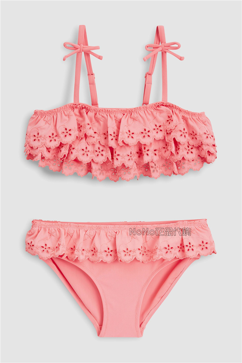 Anh lớn đích thực Anh lớn cha mẹ-con màu xanh lá cây bikini màu hồng chia áo tắm thêu ren ba chiều set đồ bơi bé trai caio cấp
