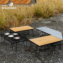 Outdoor Camping Folding Iron Art Net Table Camping Self Driving Tours Picnic Barbecue Grid Drain Tea Table Iron Shelf