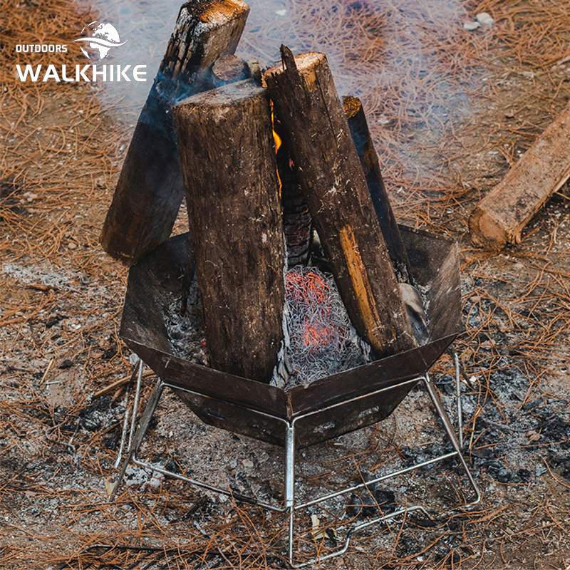 WALKHKE PORTABLE FOLDING WOOD FIRE OVEN Camping Outdoor Camping Fire Station Barbecue Grill Small Oven Bonfire Basin
