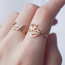 American designer Grace handmade private custom 925 sterling silver plated 18K gold letter name ring ring