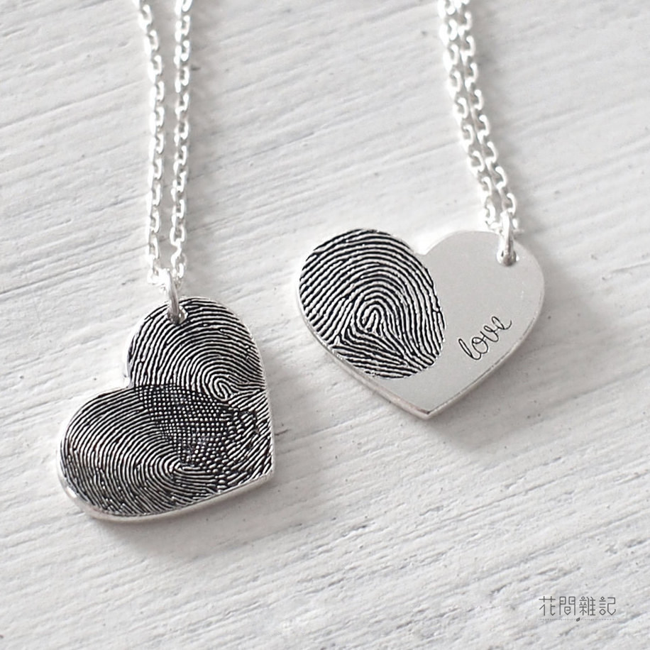 USA Grace private customised heart phase print 925 pure silver plated 18K gold letter Fingerprint Loving Couple Necklace