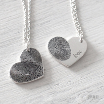 American Grace private custom heart heart and heart print 925 sterling silver plated 18K gold letter fingerprint love couple necklace